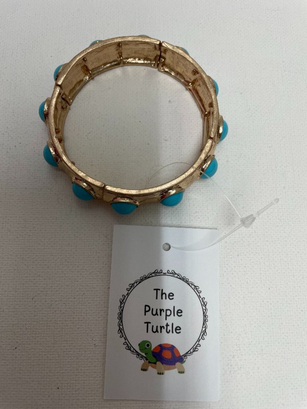 Stretch Faux Copper & Turquoise Bracelet